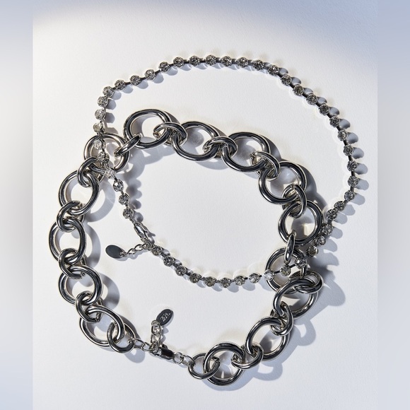 NWT. Zara Metal Link Necklace with Rhinestone Appliqué. - Picture 3 of 9